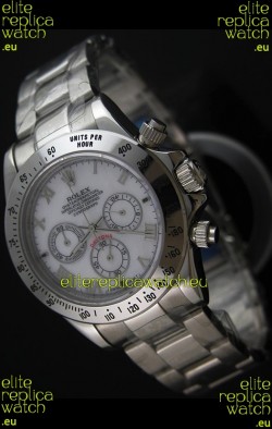 Rolex Daytona Japanese Replica Steel Watch in White Dial