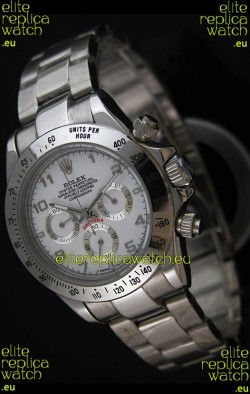 Rolex Daytona Cosmograph Swiss Replica Stainless Steel Watch in White Dial