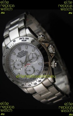 Rolex Daytona Japanese Replica Steel Watch in White Dial
