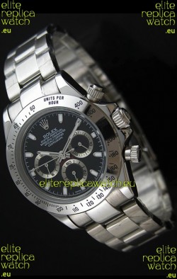 Rolex Daytona Japanese Replica Steel Watch in Black Dial