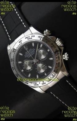 Rolex Daytona Cosmograph Swiss Replica Stainless Steel Watch in Black Dial