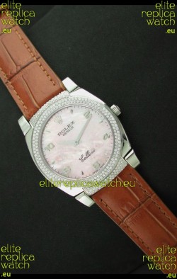 Rolex Cellini Japanese Replica Watch in Mother of Pearl Pink Dial