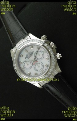 Rolex Oyster Perpetual Cosmograph Daytona Swiss Replica Watch in Black Strap