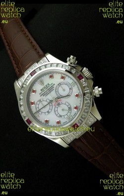 Rolex Oyster Perpetual Cosmograph Daytona Swiss Replica Watch in Brown Strap