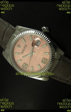 Rolex Replica Datejust Swiss Replica Watch - 37MM - Champange Dial/Grey Strap