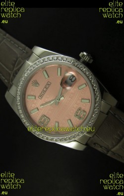 Rolex Replica Datejust Swiss Replica Watch - 37MM - Champange Dial/Grey Strap