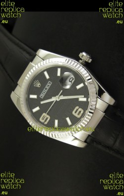 Rolex Replica Datejust Swiss Replica Watch - 37MM - Black Dial/Strap