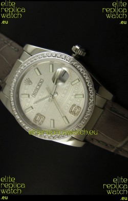 Rolex Replica Datejust Swiss Replica Watch - 37MM - Grey Dial/Strap