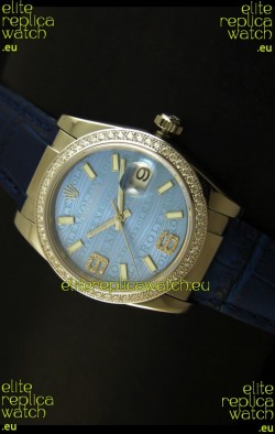 Rolex Replica Datejust Swiss Replica Watch - 37MM - Blue Dial/Strap