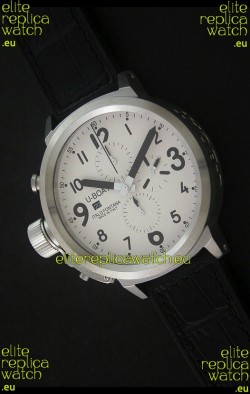 U-Boat Flightdeck Steel Watch in White Dial