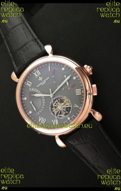Vacheron Constantin Reserve Tourbillon Japanese Replica Rose Gold Watch in Grey Dial
