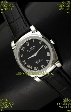 Rolex Cellini Japanese Replica Steel Watch in Black Dial