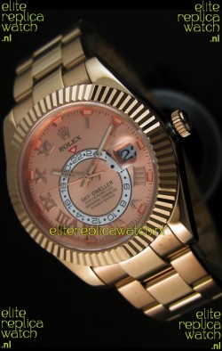 Rolex Sky-Dweller 18K Rose Gold Watch in Salmon Dial Roman Numerals