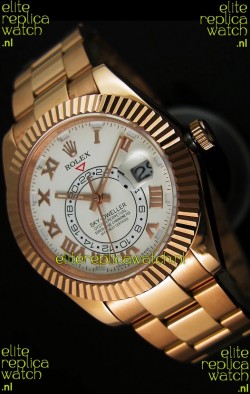 Rolex Sky-Dweller 18K Rose Gold Watch in White Dial Roman Numerals