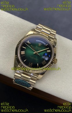 Rolex Day Date 228238 Yellow Gold Green Ombre Super Clone Watch 