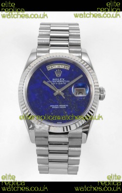 Rolex Day Date Stainless Steel Blue Lapis Dial 36MM Swiss Replica Watch 