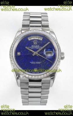 Rolex Day Date Blue Lapis Dial Diamonds Bezel 36MM Swiss Replica Watch 