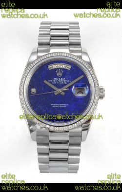 Rolex Day Date Blue Lapis Dial Diamonds Bezel 36MM Swiss Replica Watch 