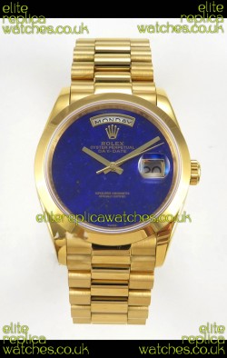 Rolex Day Date Yellow Gold Blue Lapis Dial 36MM Swiss Replica Watch 