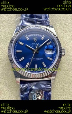 Rolex Day Date 128236 Stainless Steel Blue Crystal Dial Super Clone Watch 