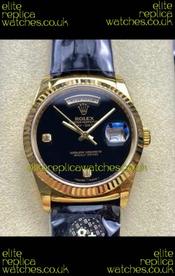 Rolex Day Date 128238 Yellow Gold Black Dial Super Clone Watch 