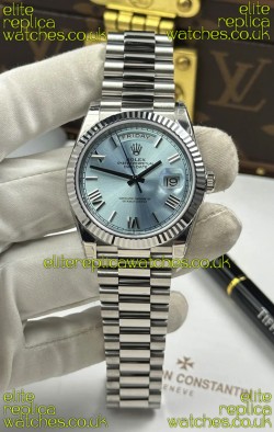 Rolex Day Date 228236 Stainless Steel ICE Blue Dial Super Clone Watch 