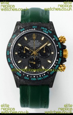 Rolex Daytona DiW Forged Cabon Casing Green Velcro Strap Super Clone Watch 