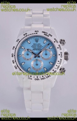 Rolex Daytona AET White Ceramic Blue Dial 4130 Movment Super Clone Watch 
