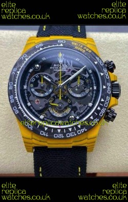 Rolex Daytona Yellow TPT Casing Skeleton Dial Nylon Strap Super Clone Watch 