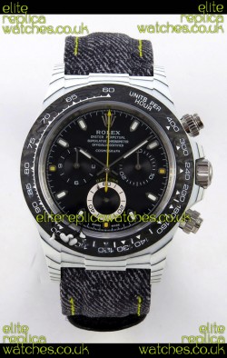 Rolex Daytona DiW White Carbon Black Dial Super Clone Watch 