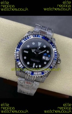 Rolex GMT Masters II Iced Out Super Clone Watch Black Dial 