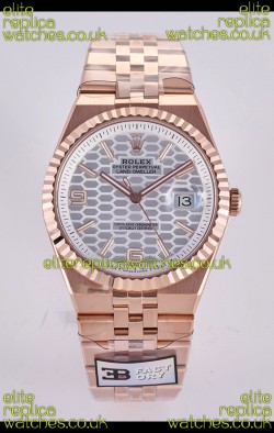 Rolex Land-Dweller 127336 Steel Honeycomb Dial Rose Gold 40MM Super Clone Watch 