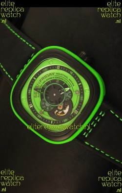 SevenFriday P-32 Black and Green with Original Miyota 82S7 Movement - 1:1 Mirror Quality