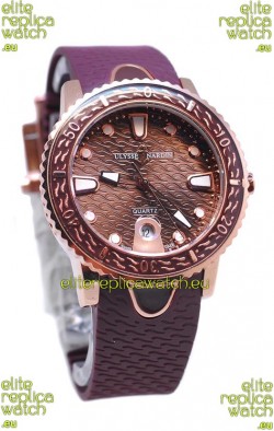 Ulysse Nardin Lady Diver Replica Watch in Gold Casing