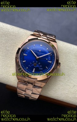 Vacheron Constantin Overseas True Moon Phase Rose Gold Blue Dial Swiss Replica Watch 