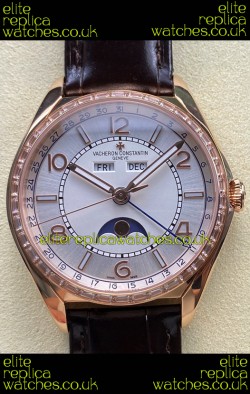 Vacheron Constantin Fiftysix Moonphase Steel Dial Rose Gold Swiss Replica Watch 