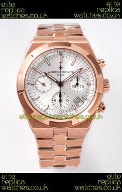 Vacheron Constantin Overseas Chronograph Rose Gold Steel Dial Super Clone Watch 
