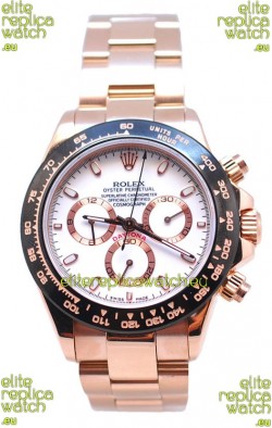 Rolex Daytona MonoBloc Cerachrom Bezel Swiss Replica Rose Gold Plated Watch
