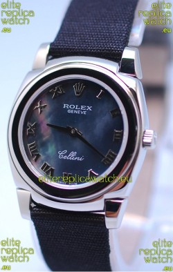 Rolex Cellini Cestello Ladies Swiss Watch in Black Pearl Face