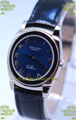 Rolex Cellini Cestello Ladies Swiss Blue Watch in Roman Markers