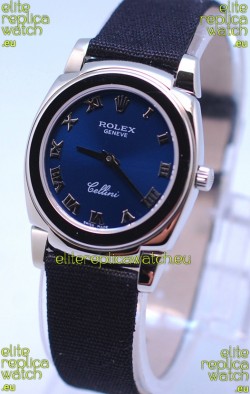 Rolex Cellini Cestello Ladies Swiss Watch in Blue Silver Face