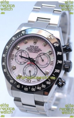 Rolex Daytona MonoBloc Cerachrom Bezel Swiss Replica Rose Gold Plated Watch in Pink Mother Pearl Dial