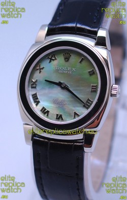 Rolex Cellini Cestello Ladies Swiss Watch in Green Pearl Face