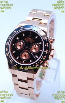 Rolex Daytona Chronograph MonoBloc Cerachrom Bezel Swiss Replica Watch in Rose Gold Plated