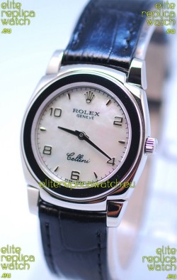 Rolex Cellini Cestello Ladies Swiss Watch in White Pearl Face