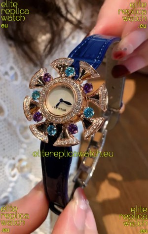Bvlgari Divas's Dream Edition Watch in Rose Gold Casing - Diamonds Paved Bezel Swiss Replica